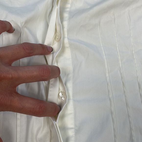 Lafayette 148 Pintuck Seams Ivory Career Button Front Dress Shirt Sz 14 - Picture 8 of 11